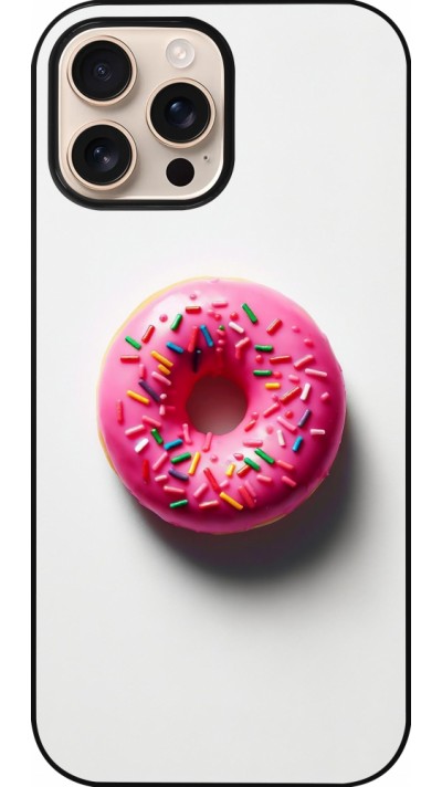 iPhone 16 Pro Max Case Hülle - Weisser Hintergrund, pinker Donut