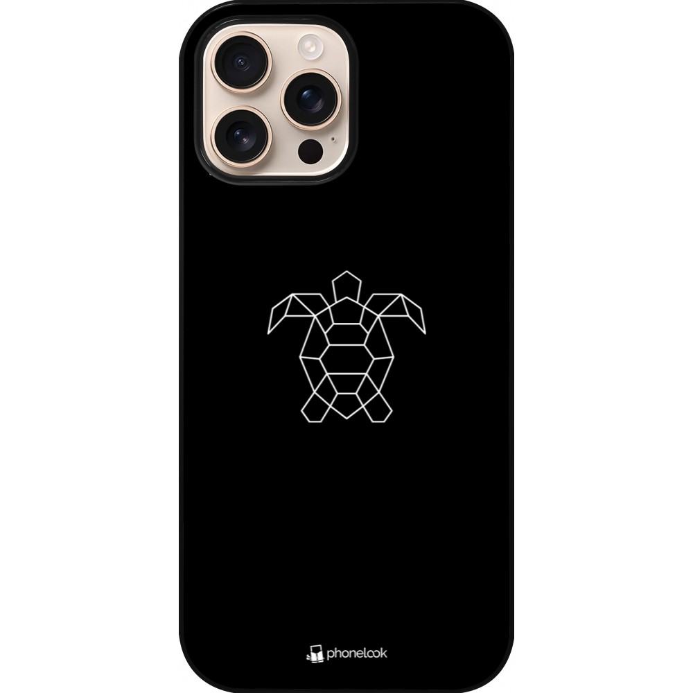 iPhone 16 Pro Max Case Hülle - Turtles lines on black