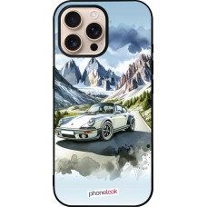 iPhone 16 Pro Max Case Hülle - Silikon schwarz Porsche 911 Berg Aquarell