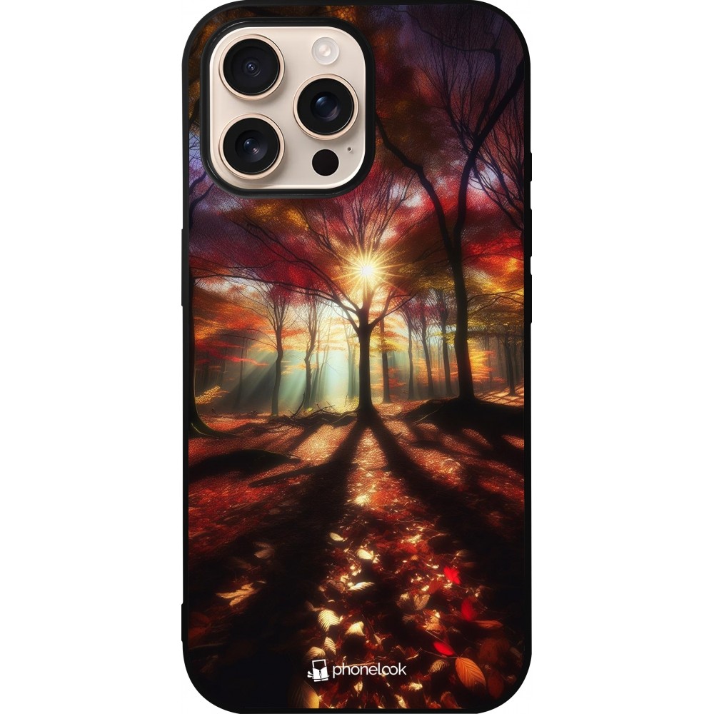 iPhone 16 Pro Max Case Hülle - Silikon schwarz Herbstlicher goldener Glanz