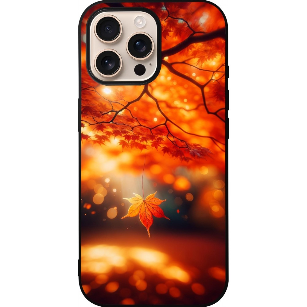 iPhone 16 Pro Max Case Hülle - Silikon schwarz Herbst Magisch Orange