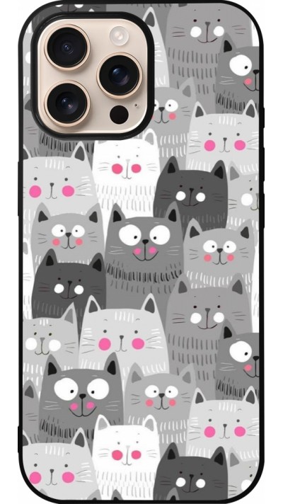 iPhone 16 Pro Max Case Hülle - Silikon schwarz Katzenschwärme