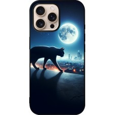 iPhone 16 Pro Max Case Hülle - Silikon schwarz Schwarze Katze unter dem Vollmond