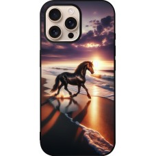 iPhone 16 Pro Max Case Hülle - Silikon schwarz Pferd majestätisch Strand