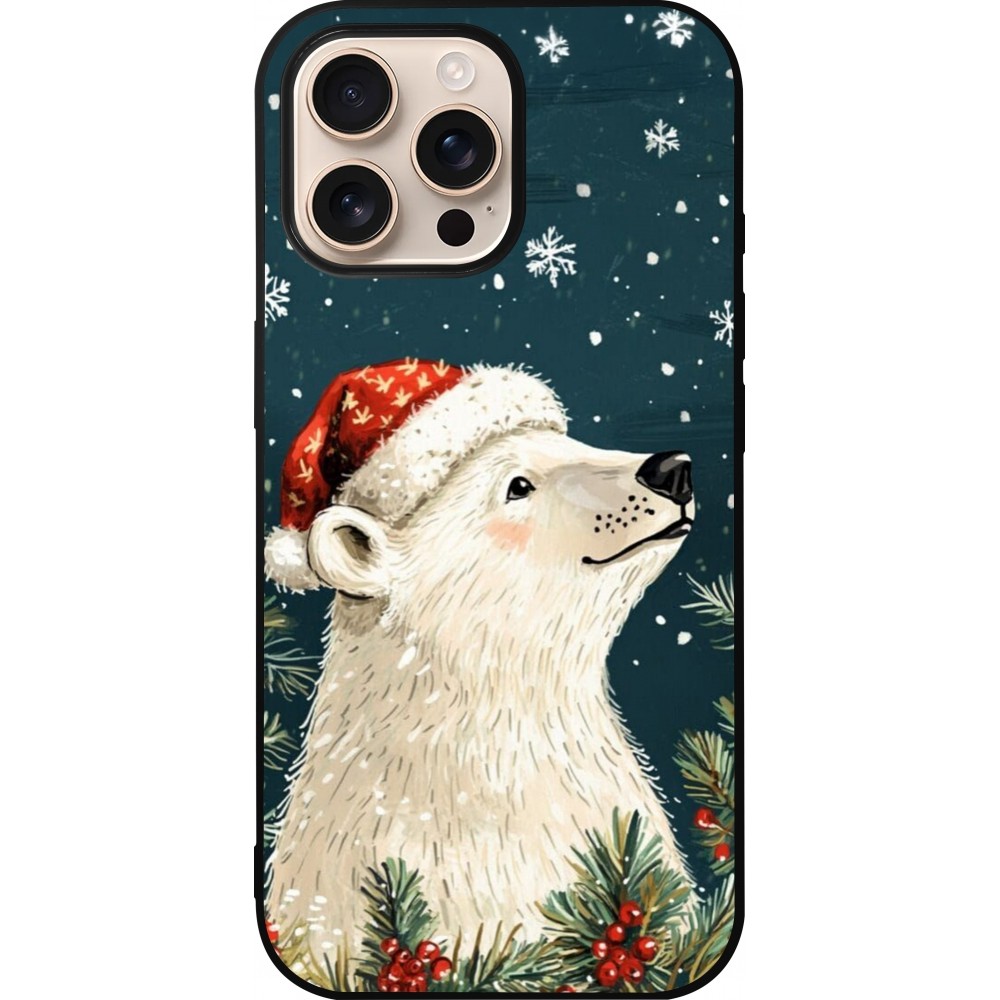 iPhone 16 Pro Max Case Hülle - Silikon schwarz Christmas 25 Bear