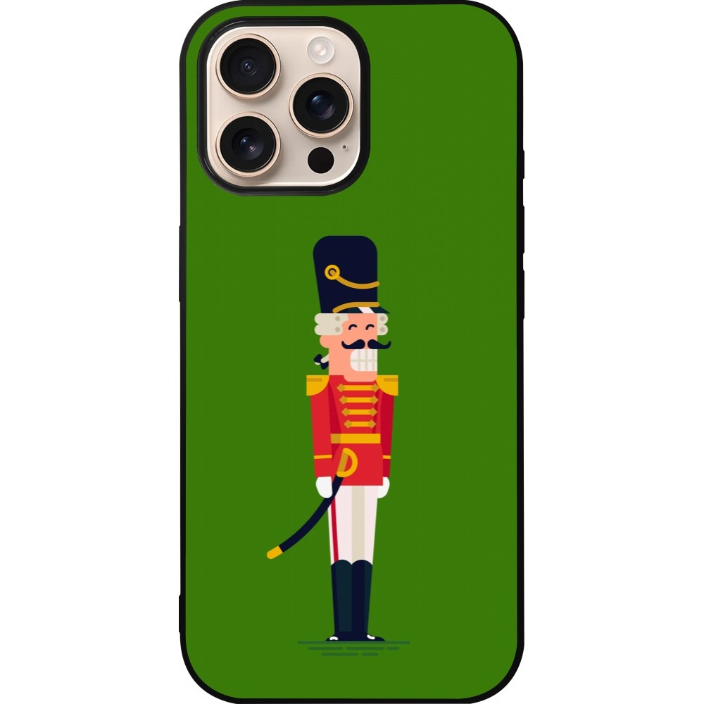 iPhone 16 Pro Max Case Hülle - Silikon schwarz Christmas 25 Nutcracker Green