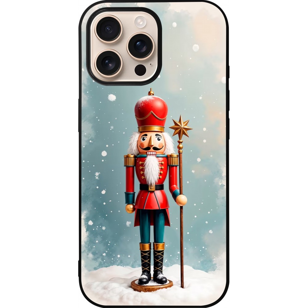 iPhone 16 Pro Max Case Hülle - Silikon schwarz Christmas 25 Nutcracker Snow