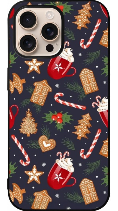 iPhone 16 Pro Max Case Hülle - Silikon schwarz Christmas 25 Pattern Gingerbread House