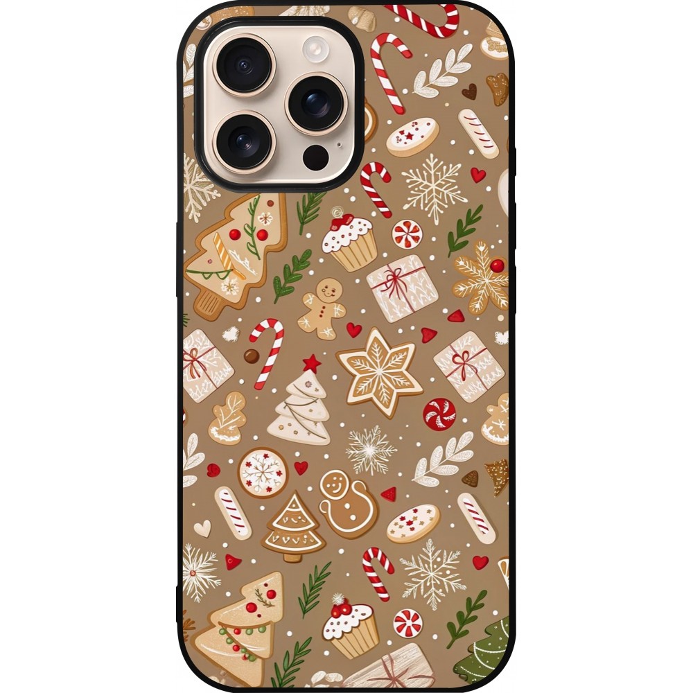 iPhone 16 Pro Max Case Hülle - Silikon schwarz Christmas 25 Pattern Ginger Cookie