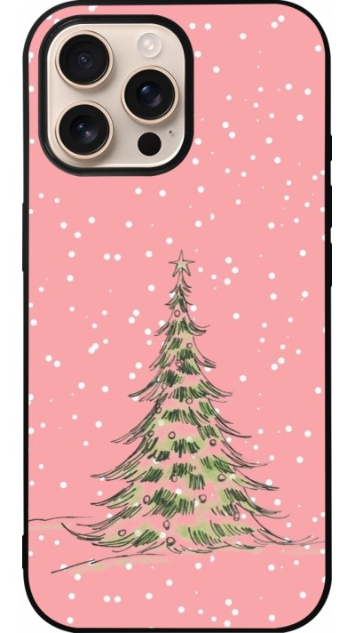 iPhone 16 Pro Max Case Hülle - Silikon schwarz Christmas 25 Pink Tree