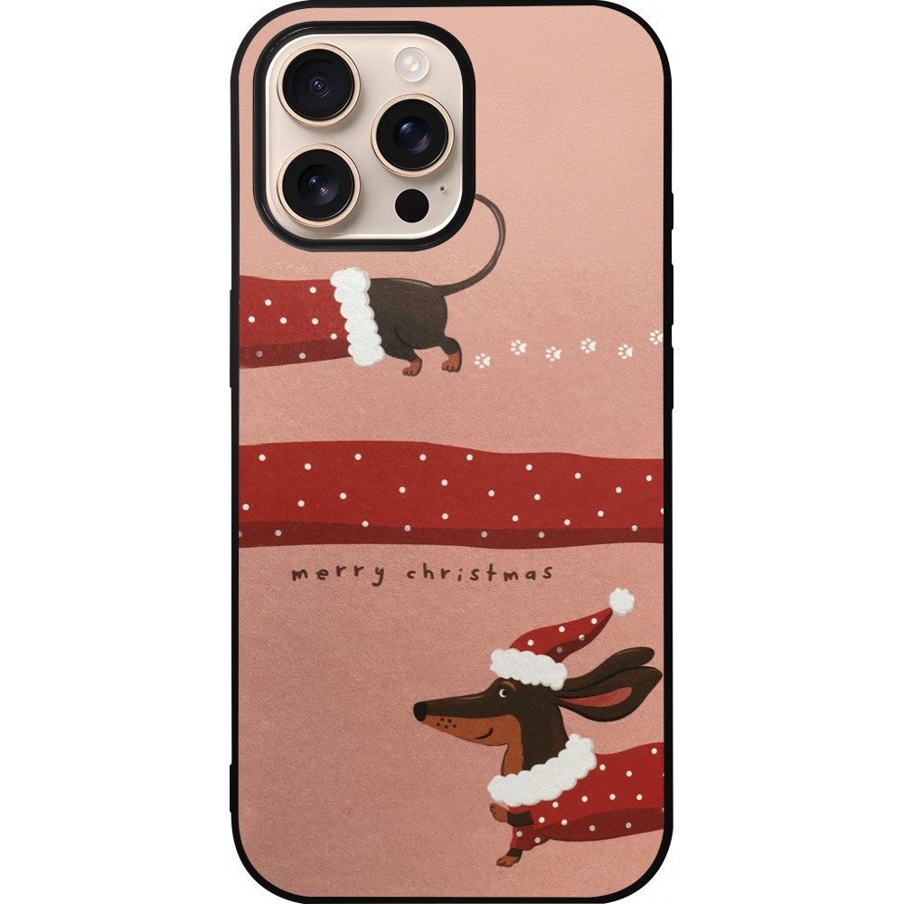 iPhone 16 Pro Max Case Hülle - Silikon schwarz Christmas 25 Teckel Merry Xmas