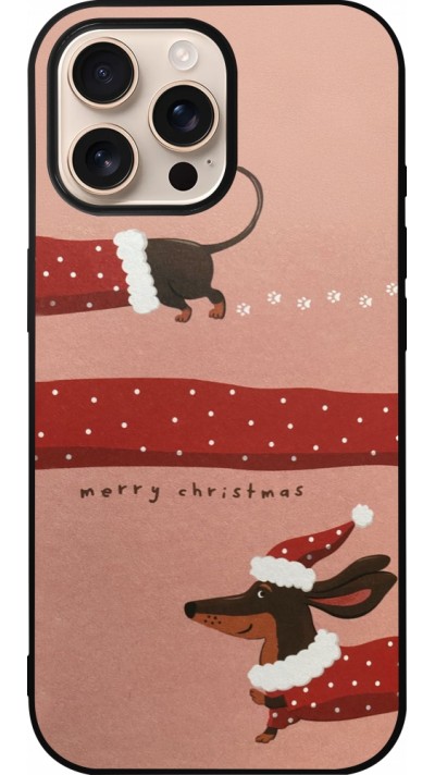 iPhone 16 Pro Max Case Hülle - Silikon schwarz Christmas 25 Teckel Merry Xmas