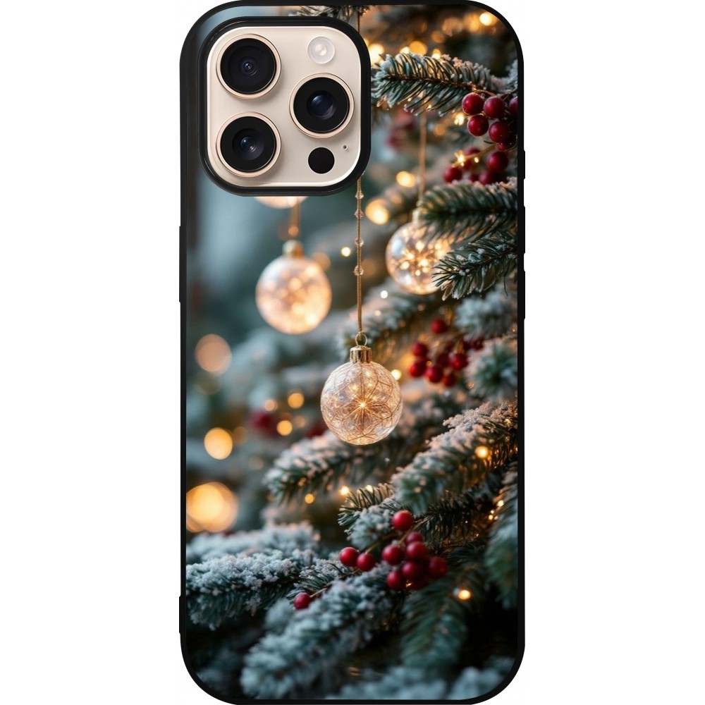 iPhone 16 Pro Max Case Hülle - Silikon schwarz Christmas 25 Xmas Decorated Tree