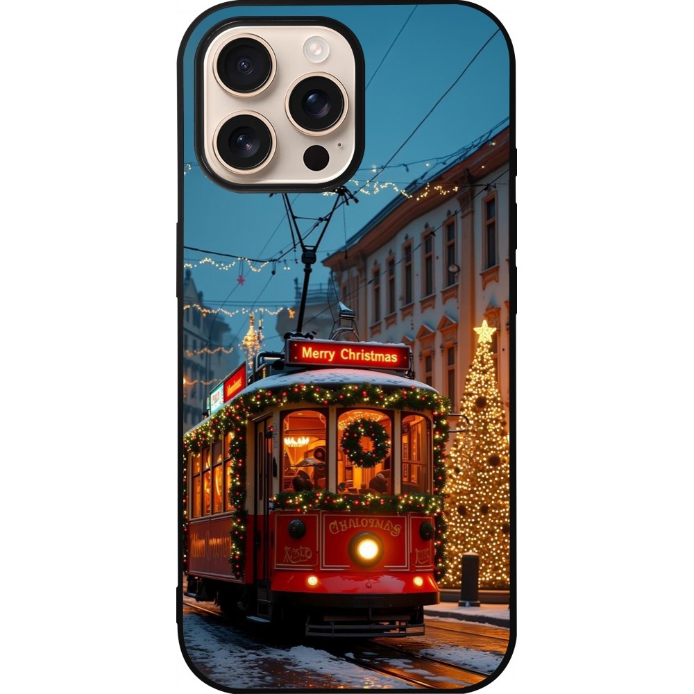 iPhone 16 Pro Max Case Hülle - Silikon schwarz Christmas 25 Xmas Train