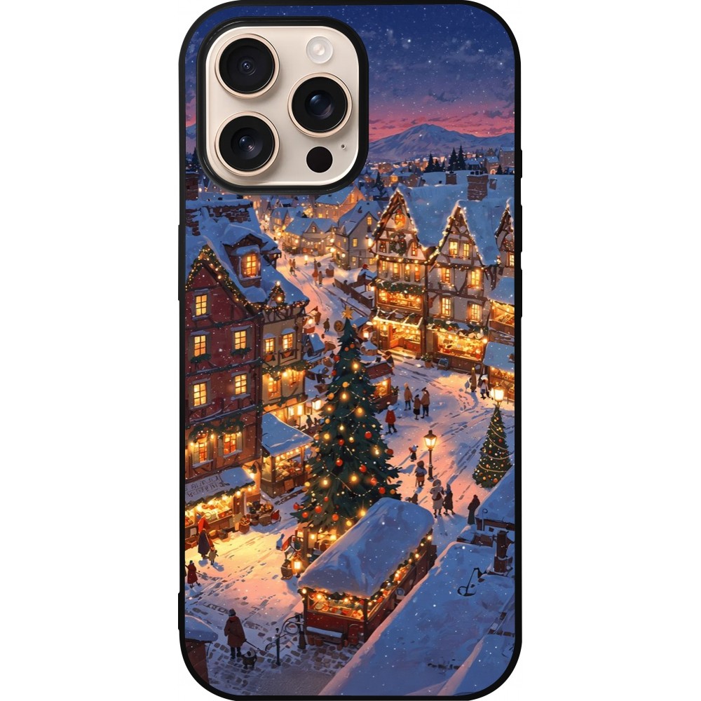 iPhone 16 Pro Max Case Hülle - Silikon schwarz Christmas 25 Xmas Village