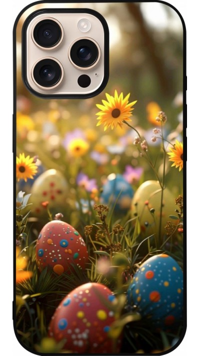 iPhone 16 Pro Max Case Hülle - Silikon schwarz Easter 2026 Decorated eggs