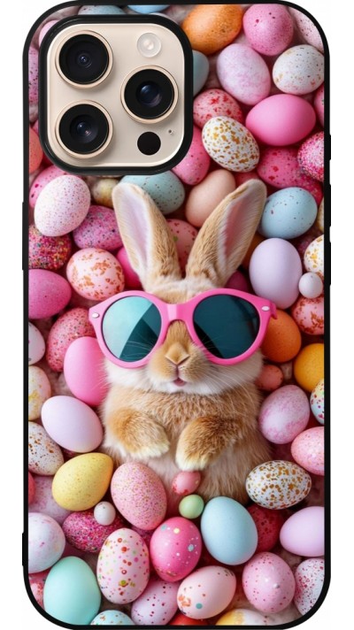 iPhone 16 Pro Max Case Hülle - Silikon schwarz Easter 2026 Rabbit fun