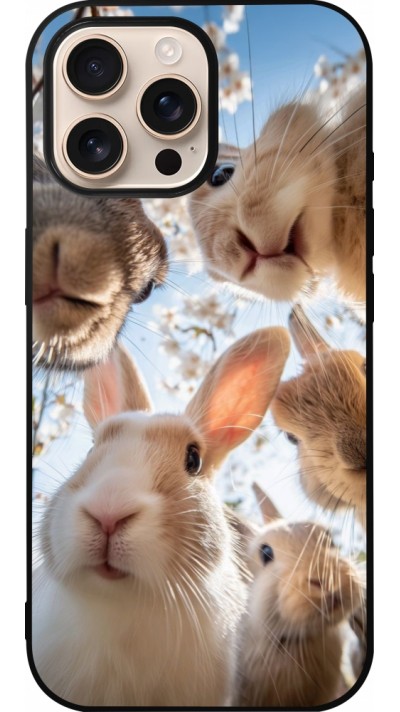 iPhone 16 Pro Max Case Hülle - Silikon schwarz Easter 2026 Rabbits