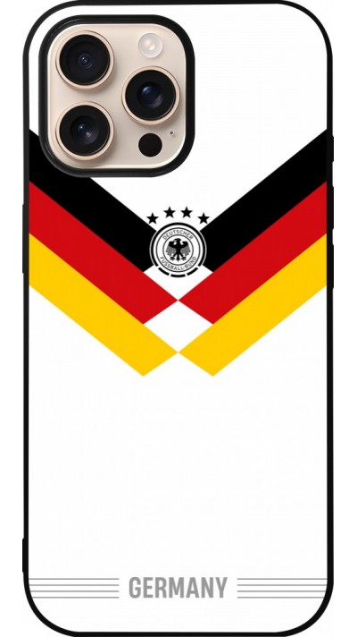 Coque iPhone 16 Pro Max - Silicone rigide noir Maillot de football Allemagne 2026 personnalisable