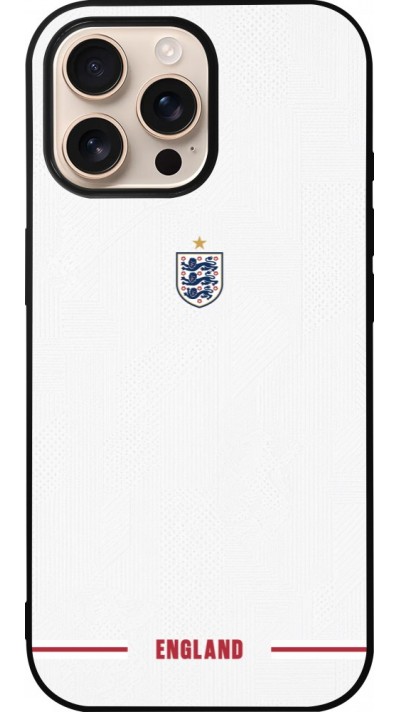 Coque iPhone 16 Pro Max - Silicone rigide noir Maillot de football Angleterre 2026 personnalisable