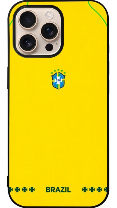 iPhone 16 Pro Max Case Hülle - Silikon schwarz Brasilien 2026 personalisierbares Fussballtrikot