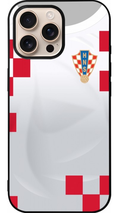 iPhone 16 Pro Max Case Hülle - Silikon schwarz Kroatien 2022 personalisierbares Fussballtrikot
