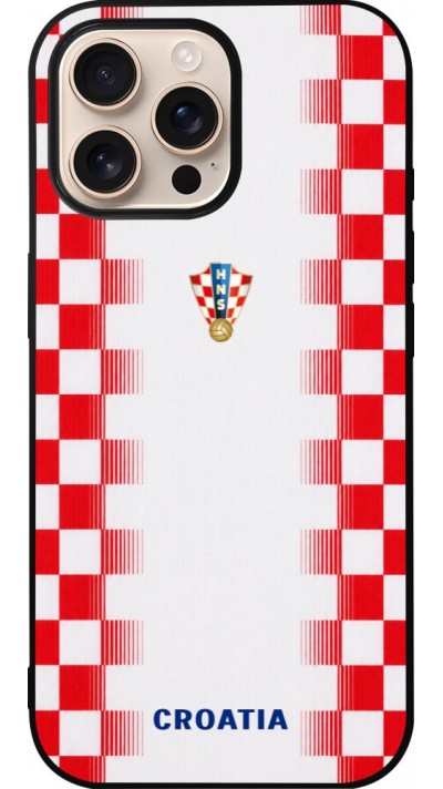 Coque iPhone 16 Pro Max - Silicone rigide noir Maillot de football Croatie 2026 personnalisable