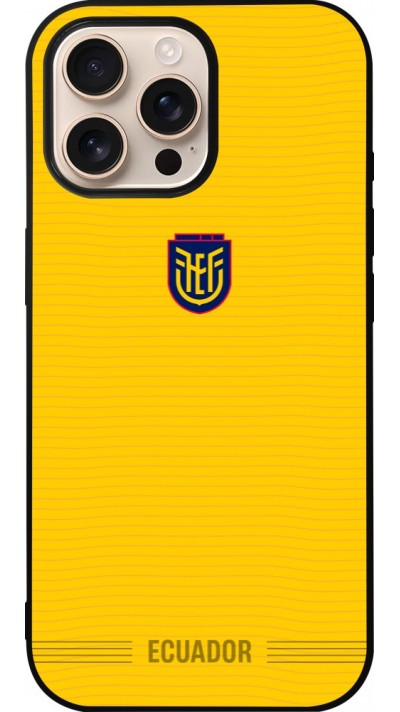 Coque iPhone 16 Pro Max - Silicone rigide noir Maillot de football E?quateur 2026 personnalisable