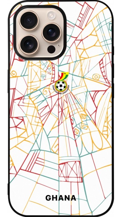 Coque iPhone 16 Pro Max - Silicone rigide noir Maillot de football Ghana 2026 personnalisable