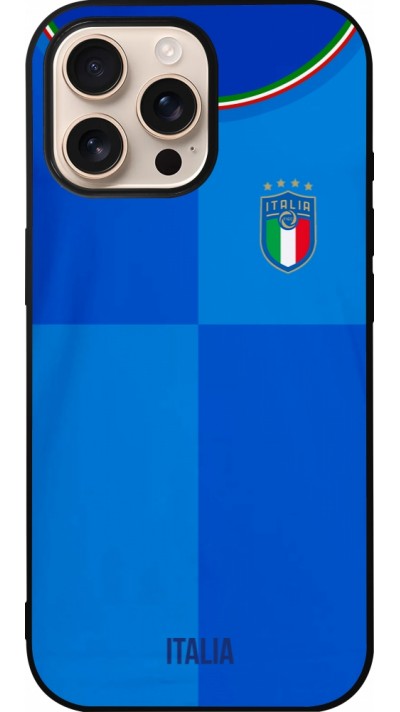 iPhone 16 Pro Max Case Hülle - Silikon schwarz Italien 2022 personalisierbares Fußballtrikot