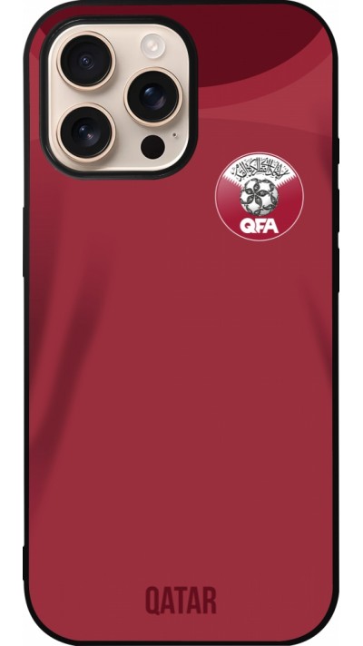 iPhone 16 Pro Max Case Hülle - Silikon schwarz Katar 2022 personalisierbares Fussballtrikot