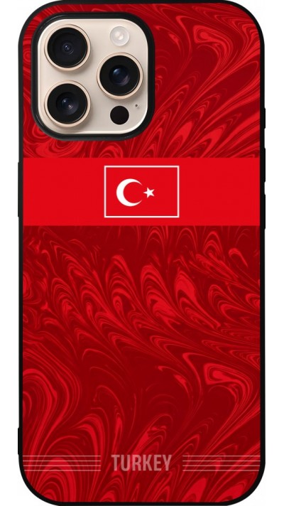 Coque iPhone 16 Pro Max - Silicone rigide noir Maillot de football Turquie 2026 personnalisable