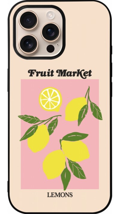 iPhone 16 Pro Max Case Hülle - Silikon schwarz Fruit market lemons 2026