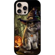 iPhone 16 Pro Max Case Hülle - Silikon schwarz Halloween 21 Witch cat