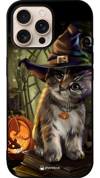 iPhone 16 Pro Max Case Hülle - Silikon schwarz Halloween 21 Witch cat