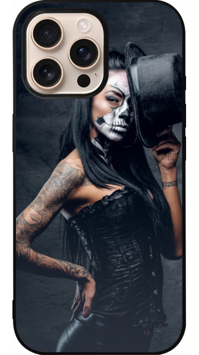 iPhone 16 Pro Max Case Hülle - Silikon schwarz Halloween 22 Tattooed Girl