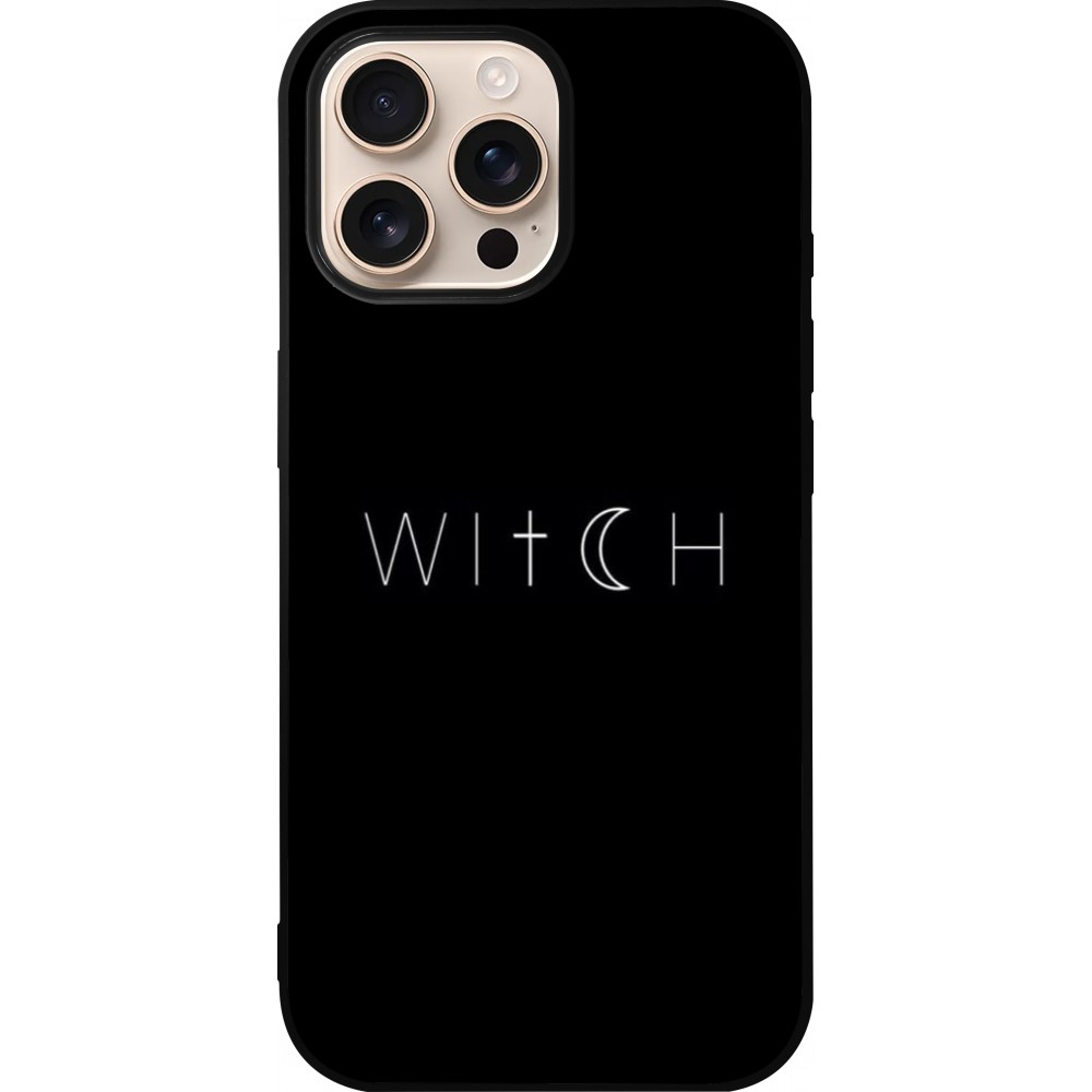 iPhone 16 Pro Max Case Hülle - Silikon schwarz Halloween 22 witch word