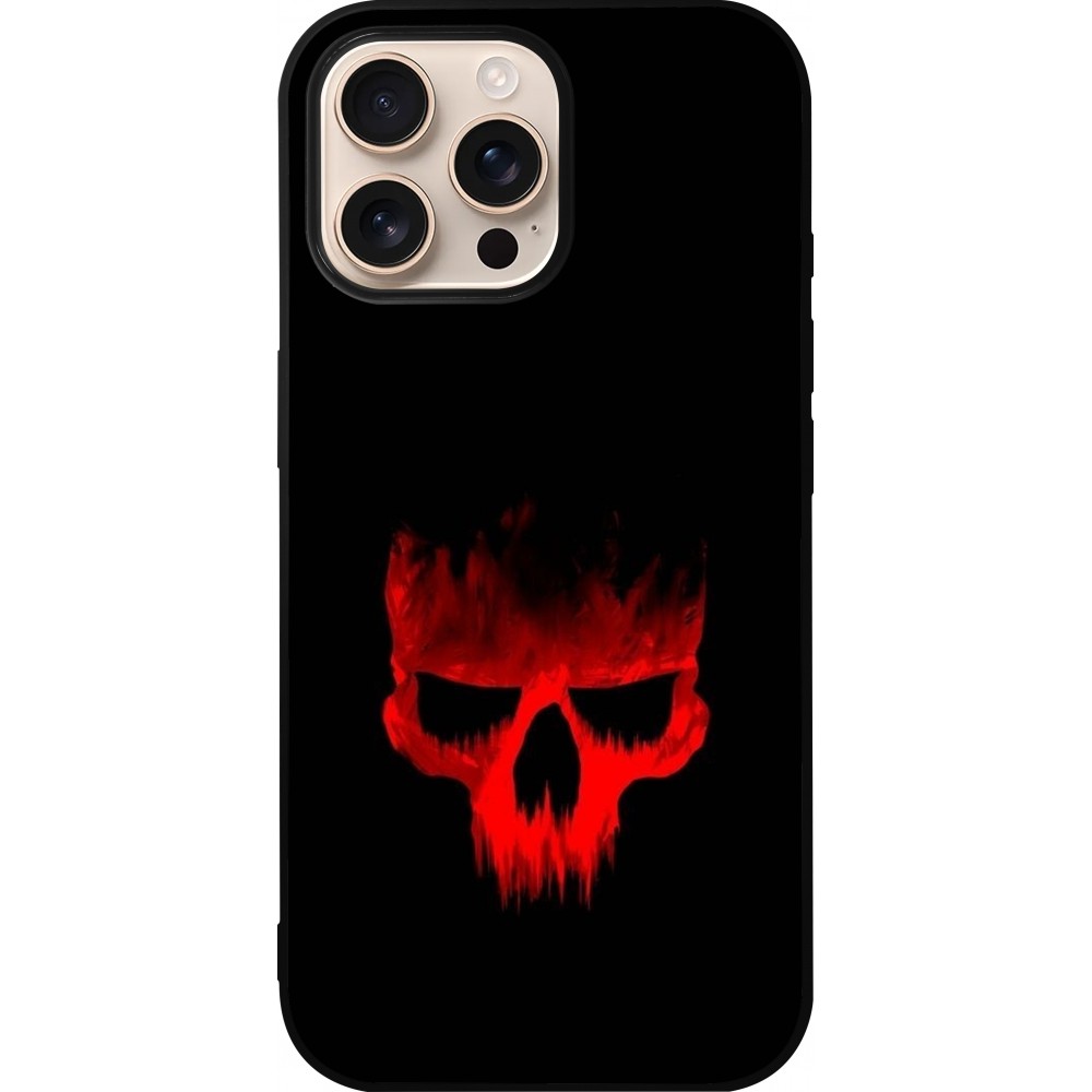 iPhone 16 Pro Max Case Hülle - Silikon schwarz Halloween 2023 scary skull