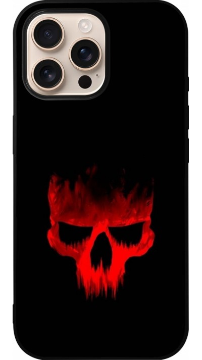 iPhone 16 Pro Max Case Hülle - Silikon schwarz Halloween 2023 scary skull