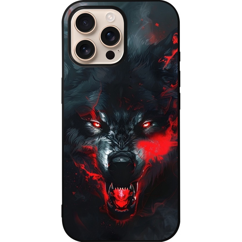 iPhone 16 Pro Max Case Hülle - Silikon schwarz Halloween 2024 mad werewolf