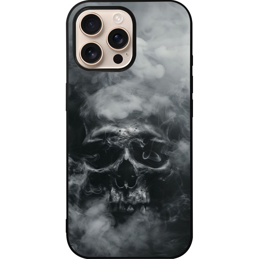 iPhone 16 Pro Max Case Hülle - Silikon schwarz Halloween 2024 smoky skull