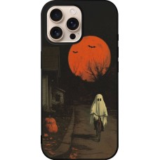 iPhone 16 Pro Max Case Hülle - Silikon schwarz Halloween 2025 Ghost on a bicycle