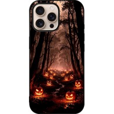 iPhone 16 Pro Max Case Hülle - Silikon schwarz Halloween 2025 Road of Terrifying Pumpkins