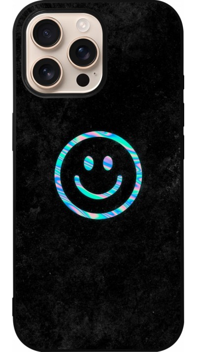 iPhone 16 Pro Max Case Hülle - Silikon schwarz Happy smiley irisirt