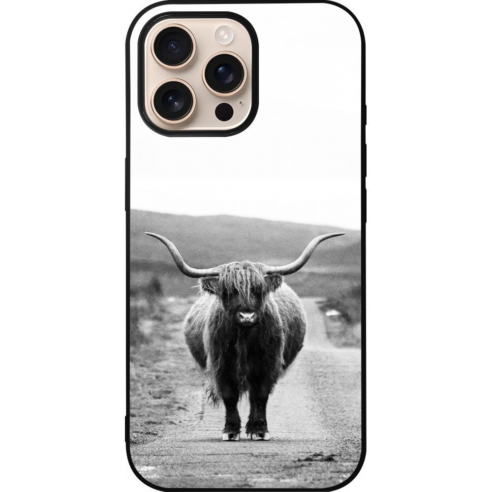 iPhone 16 Pro Max Case Hülle - Silikon schwarz Highland cattle