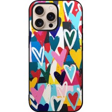 iPhone 16 Pro Max Case Hülle - Silikon schwarz Joyful Hearts