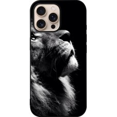 iPhone 16 Pro Max Case Hülle - Silikon schwarz Lion looking up