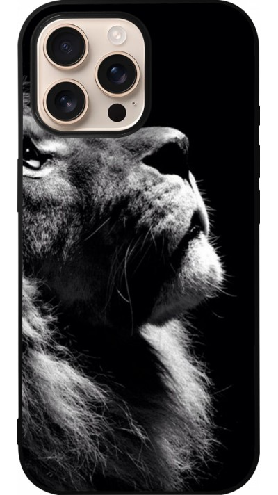 iPhone 16 Pro Max Case Hülle - Silikon schwarz Lion looking up