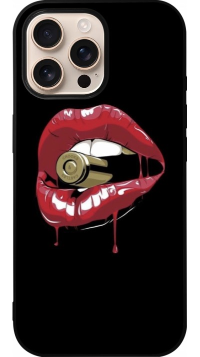 iPhone 16 Pro Max Case Hülle - Silikon schwarz Lips bullet