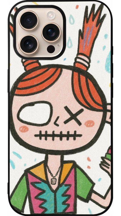 Coque iPhone 16 Pro Max - Silicone rigide noir Little Girl Sketch